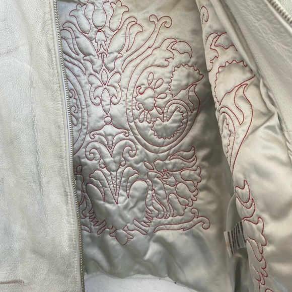 GENUINE Parasuco Leather Distressed Biker Jacket, Large, White - Picture 4 of 11